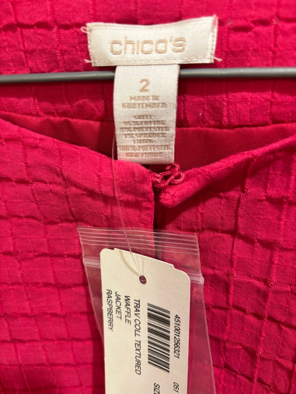 Chico's Travellers Collection Raspberry Waffle Textured Open-Front Jacket NWT - Picture 4 of 6